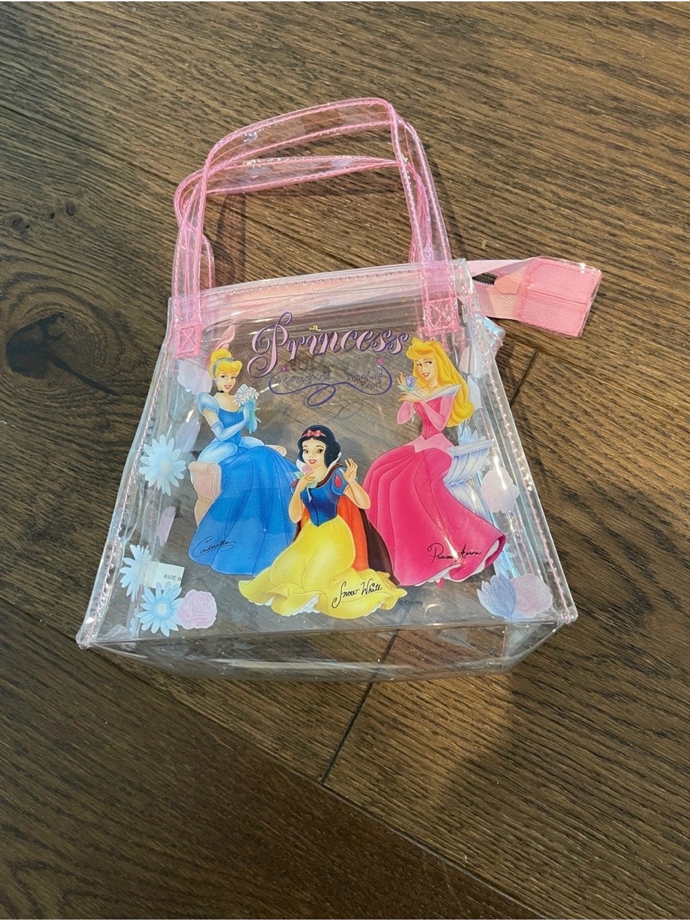 Vintage Disney Clear Princess Tote Bag with Pink Trim and Handles
